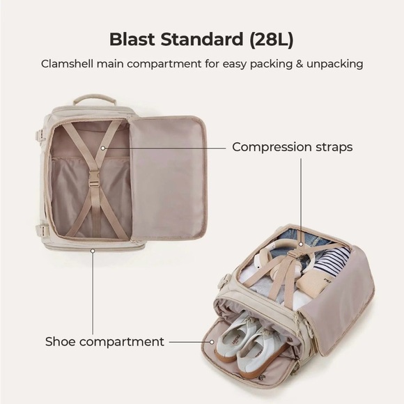 BagSmart Blast Travel Backpack 28L standard - Picture 3 of 9